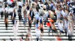 Busy pedestrian crossing