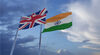 Uk and India national flags flying alongside each other